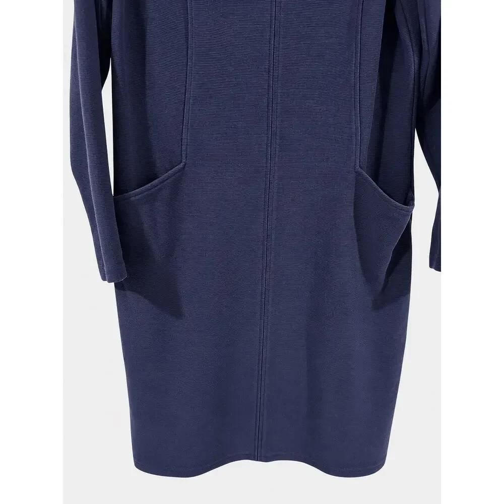 Boden Ellen Ottoman Dress Women Size 12 Regular Navy Ribbed Shift Pockets Preppy